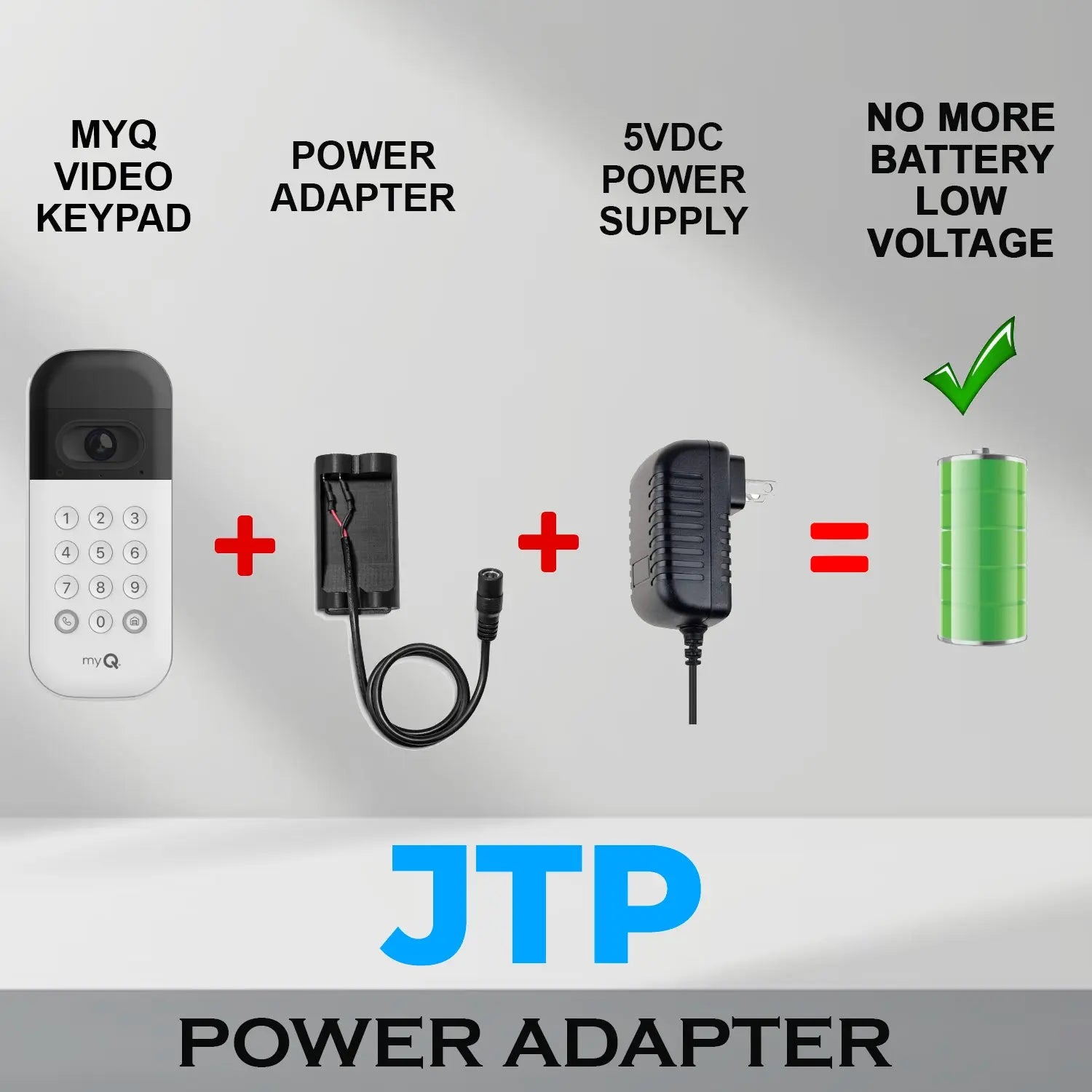 Power Adapter for myQ Smart Garage Video Keypad, Never Worry About Low Battery Voltage Again JTP-3D